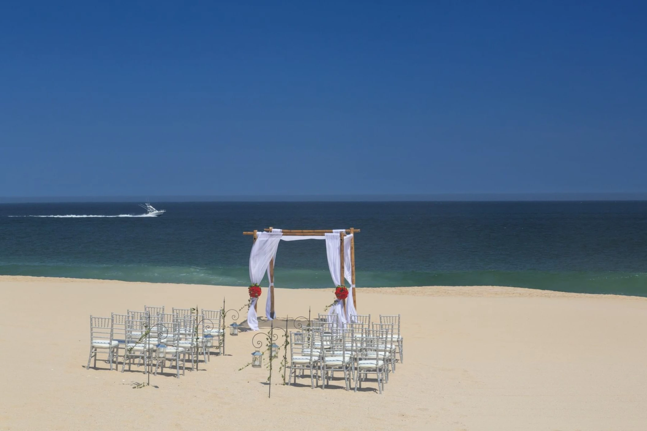 Ceremony decor on beach venue at Hacienda Del Mar Los Cabos Resort, Villas & Golf