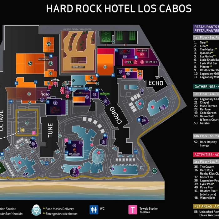 Resort map of Hard Rock Hotel Los Cabos