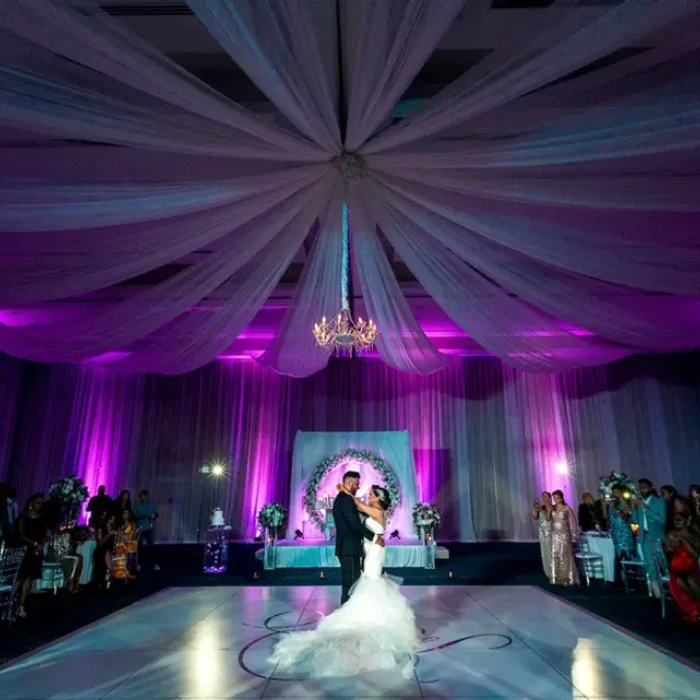 Wedding decor on the ballroom at Hard Rock Punta Cana