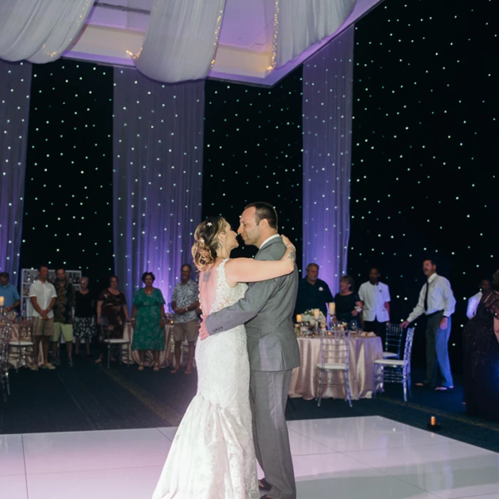 Wedding decor on the ballroom at Hard Rock Punta Cana