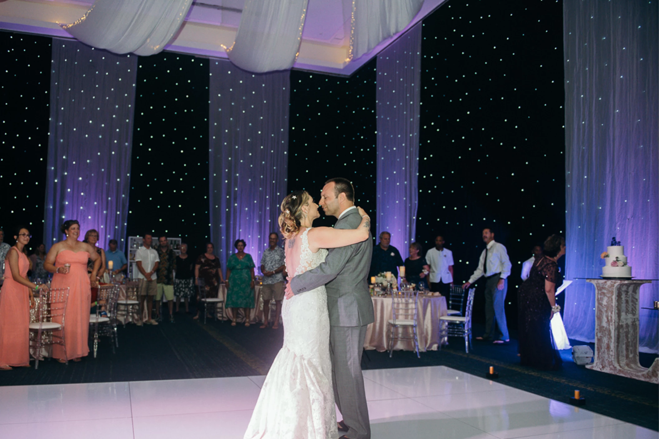 Wedding decor on the ballroom at Hard Rock Punta Cana