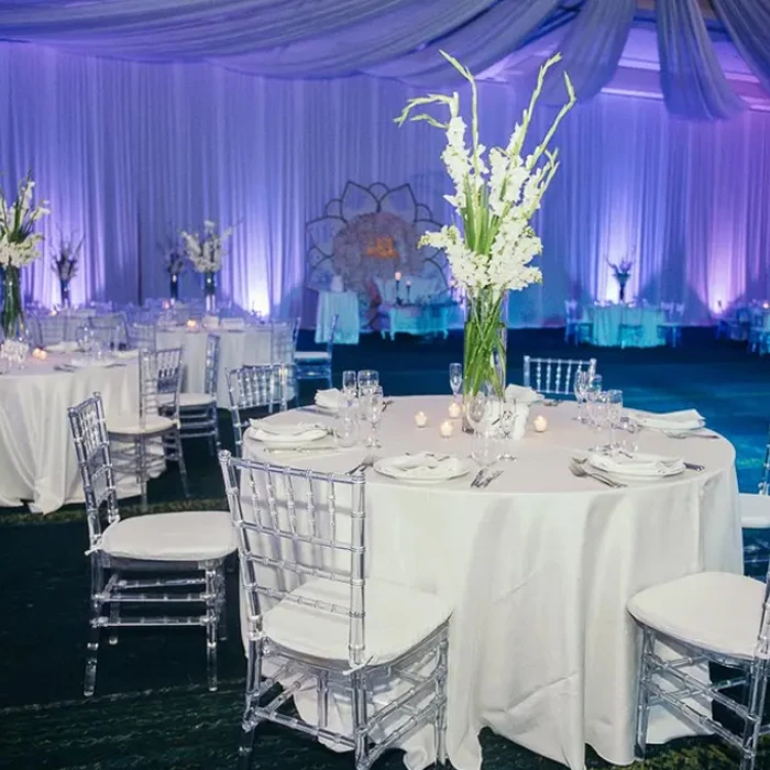 Wedding decor on the ballroom at Hard Rock Punta Cana