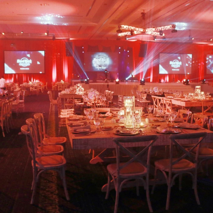 Wedding decor on the ballroom at Hard Rock Punta Cana