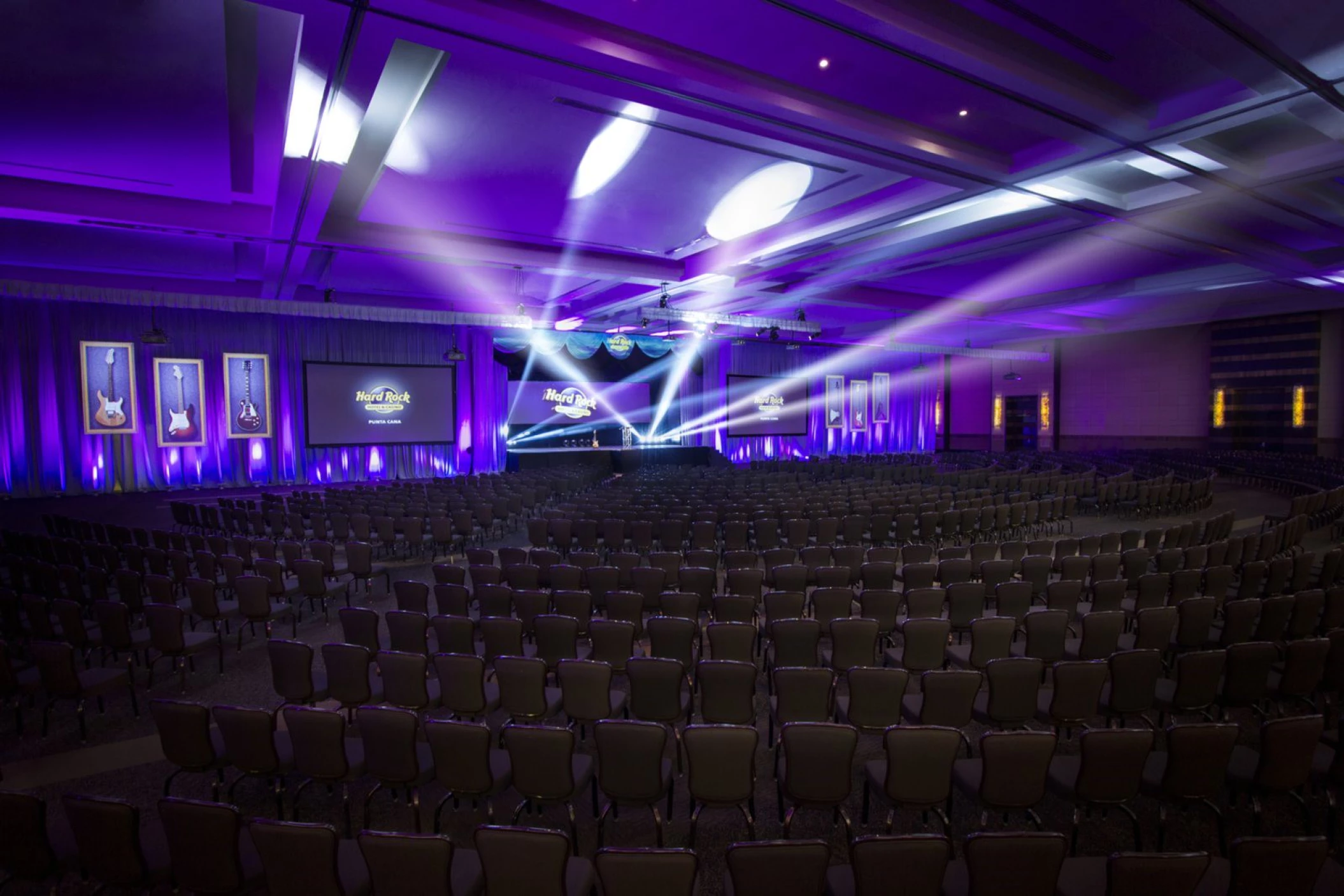 Wedding decor on the ballroom at Hard Rock Punta Cana