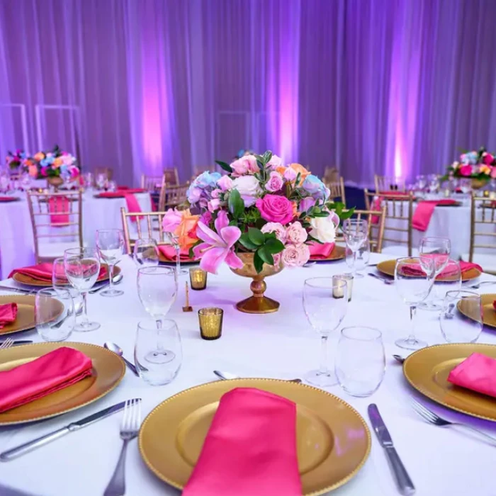 Wedding decor on the ballroom at Hard Rock Punta Cana