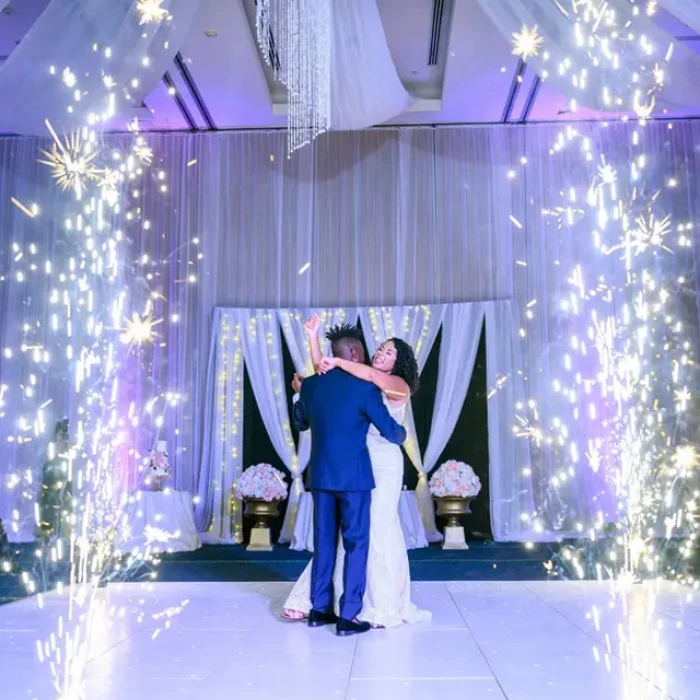 Wedding decor on the ballroom at Hard Rock Punta Cana