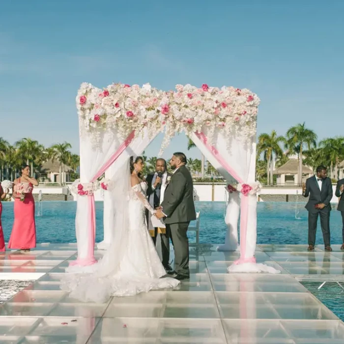 Wedding decor on the eclipse canal at Hard Rock Punta Cana