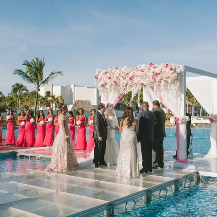 Wedding decor on the eclipse canal wedding venue at Hard Rock Punta Cana