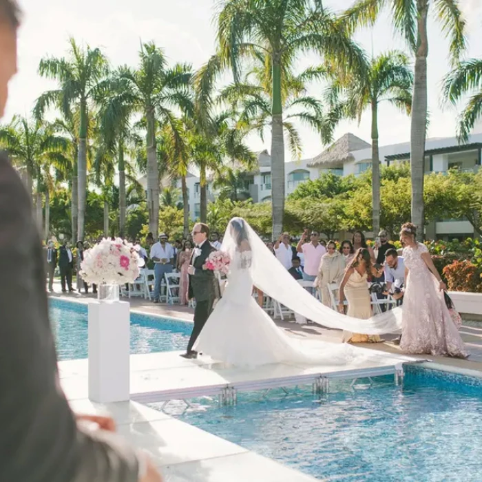 Wedding decor on the eclipse canal wedding venue at Hard Rock Punta Cana