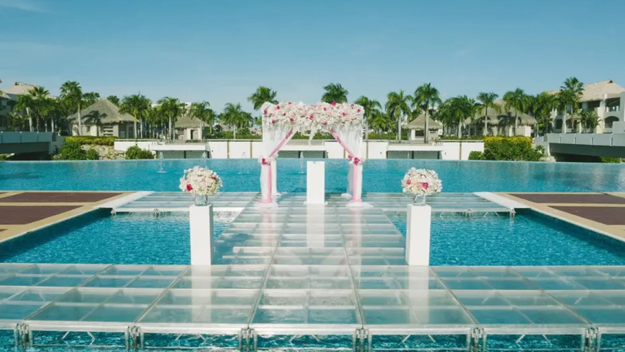 Wedding decor on the eclipse canal wedding venue at Hard Rock Punta Cana