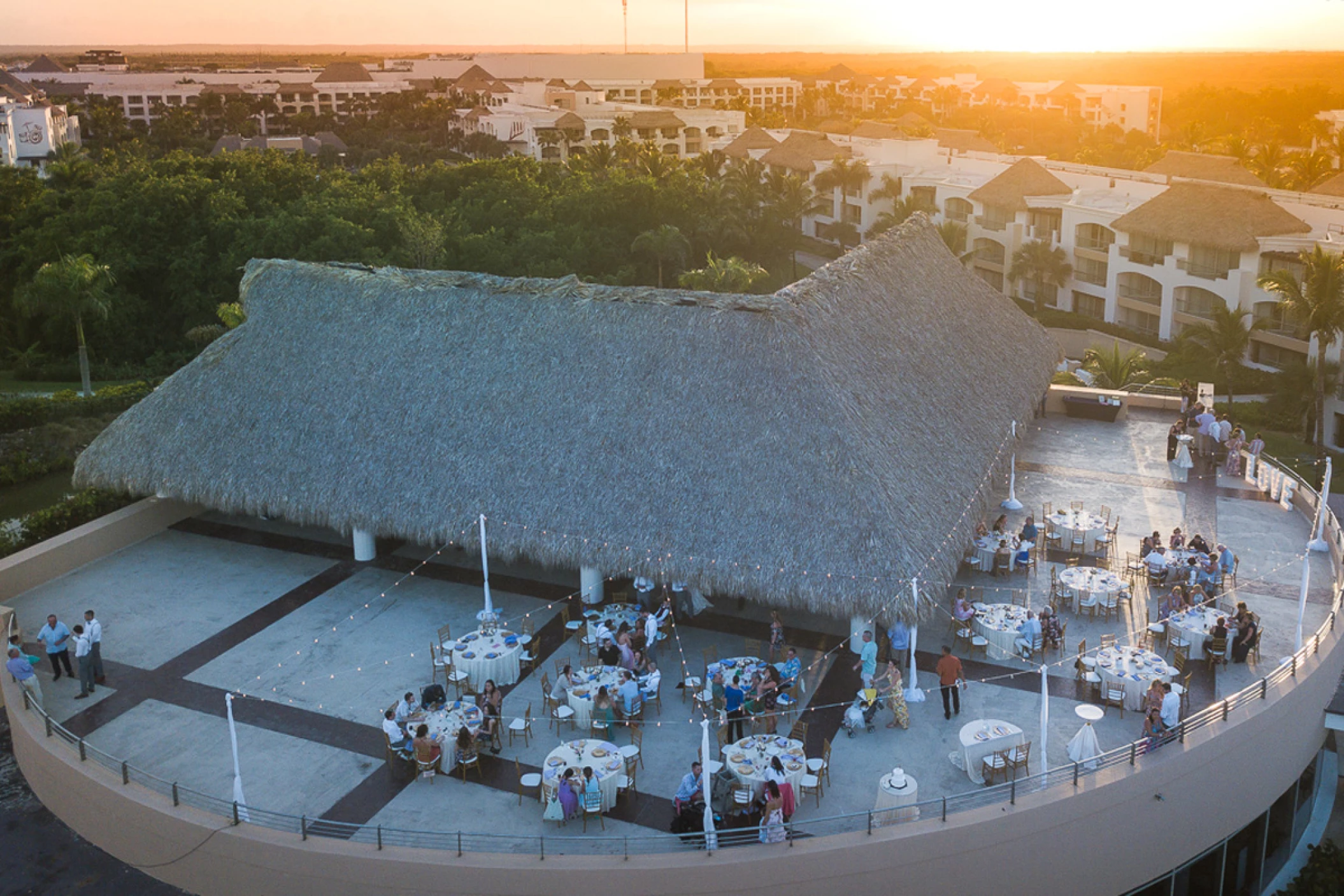 Wedding decor on the element terrace wedding venue at Hard Rock Punta Cana