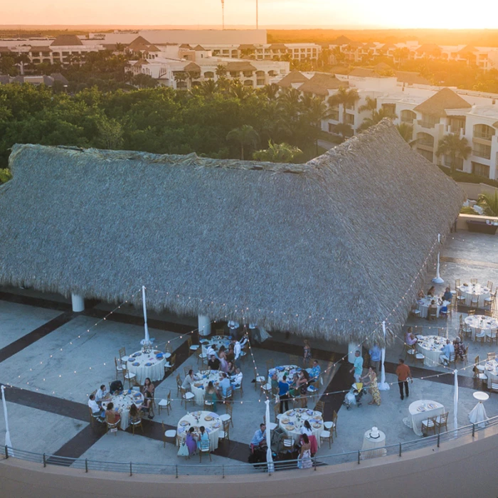 Wedding decor on the element terrace wedding venue at Hard Rock Punta Cana