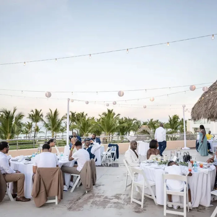 Wedding decor on the element terrace wedding venue at Hard Rock Punta Cana