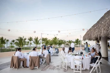 Wedding decor on the element terrace wedding venue at Hard Rock Punta Cana