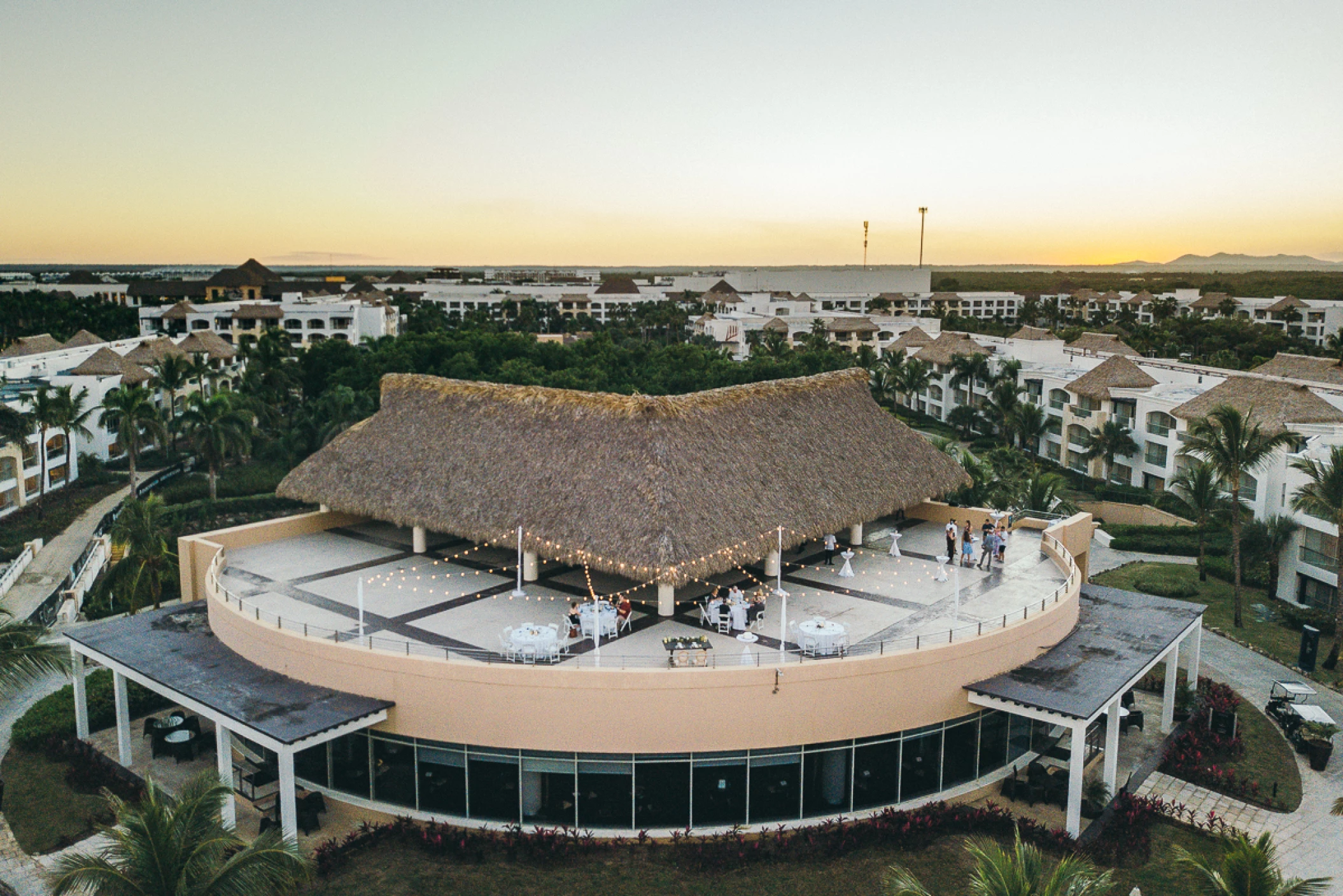 Wedding decor on the element terrace wedding venue at Hard Rock Punta Cana