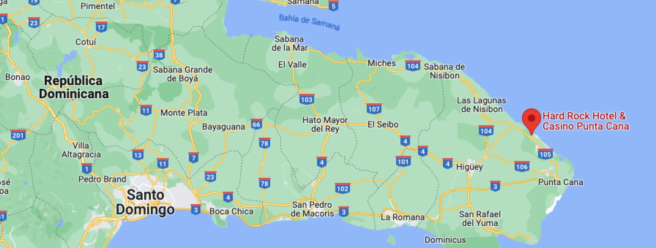 Google maps of Hard Rock Punta Cana