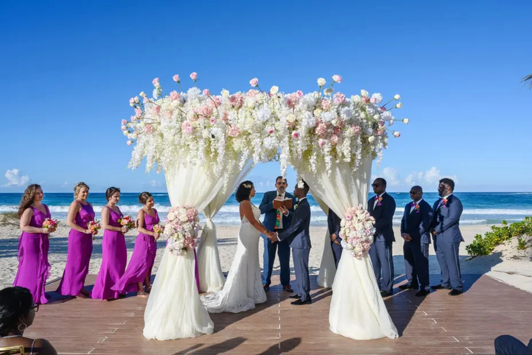 Ceremony decor on Ipanema beach wedding venue at Hard Rock Punta Cana