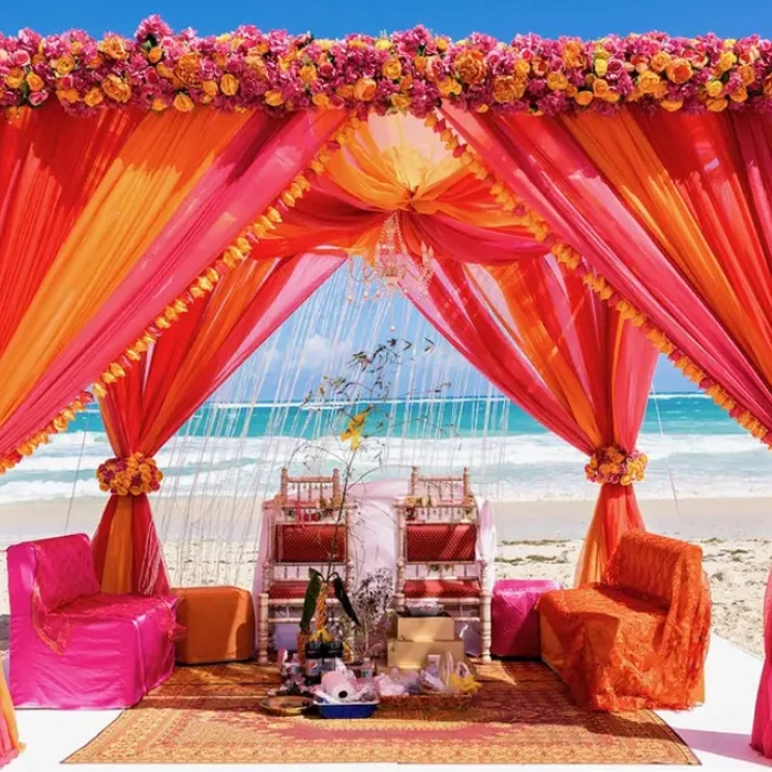 Ceremony decor on Isle beach wedding venue at Hard Rock Punta Cana