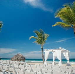 ceremony decor on isle beach wedding venue at Hard Rock Punta Cana