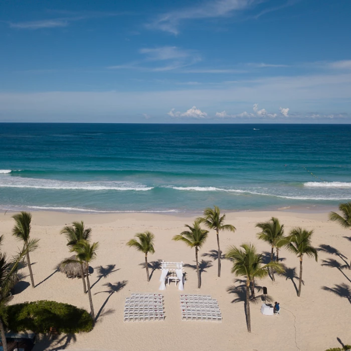 Ceremony decor on isle beach at Hard Rock Punta Cana