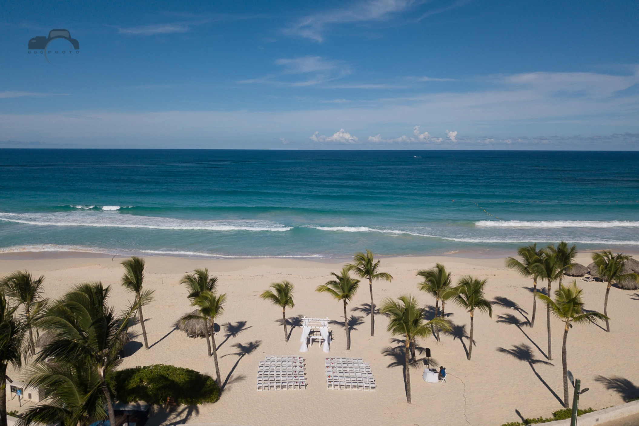 Ceremony decor on isle beach at Hard Rock Punta Cana