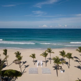 Ceremony decor on isle beach at Hard Rock Punta Cana