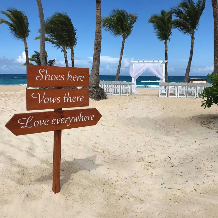 Ceremony decor on Isle beach wedding venue at Hard Rock Punta Cana