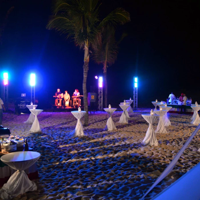 Wedding decor on the isle beach at Hard Rock Punta Cana