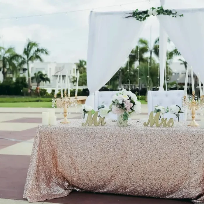 Wedding decor on the isle of wight plaza at Hard Rock Punta Cana