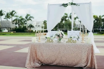 Wedding decor on the isle of wight plaza at Hard Rock Punta Cana