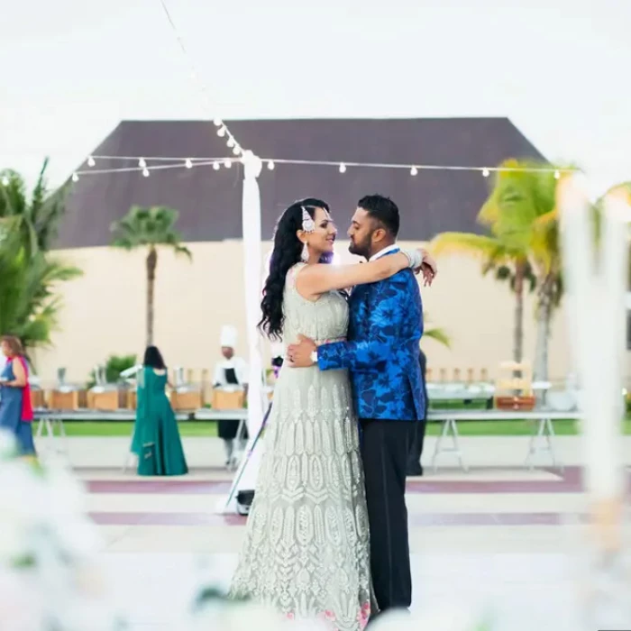 Wedding decor on the isle of wight plaza at Hard Rock Punta Cana