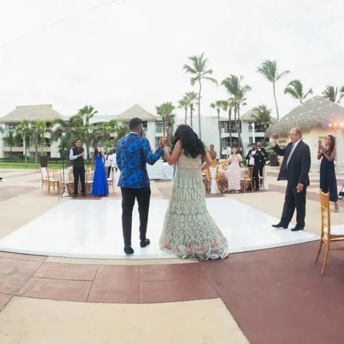 Wedding decor on the isle of wight plaza at Hard Rock Punta Cana