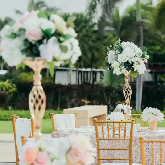 Wedding decor on the isle of wight plaza at Hard Rock Punta Cana