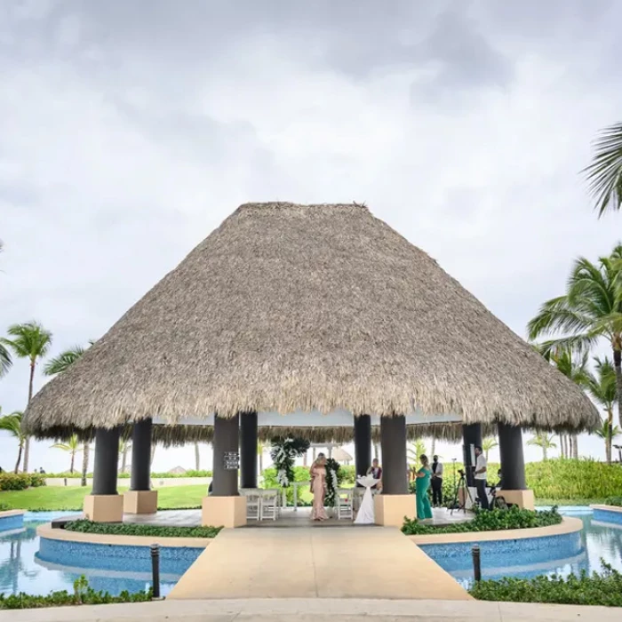 Wedding decor on the piano gazebo at Hard Rock Punta Cana