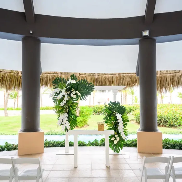 Wedding decor on the piano gazebo at Hard Rock Punta Cana