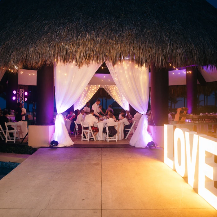 Wedding decor on the piano gazebo at Hard Rock Punta Cana