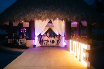 Wedding decor on the piano gazebo at Hard Rock Punta Cana