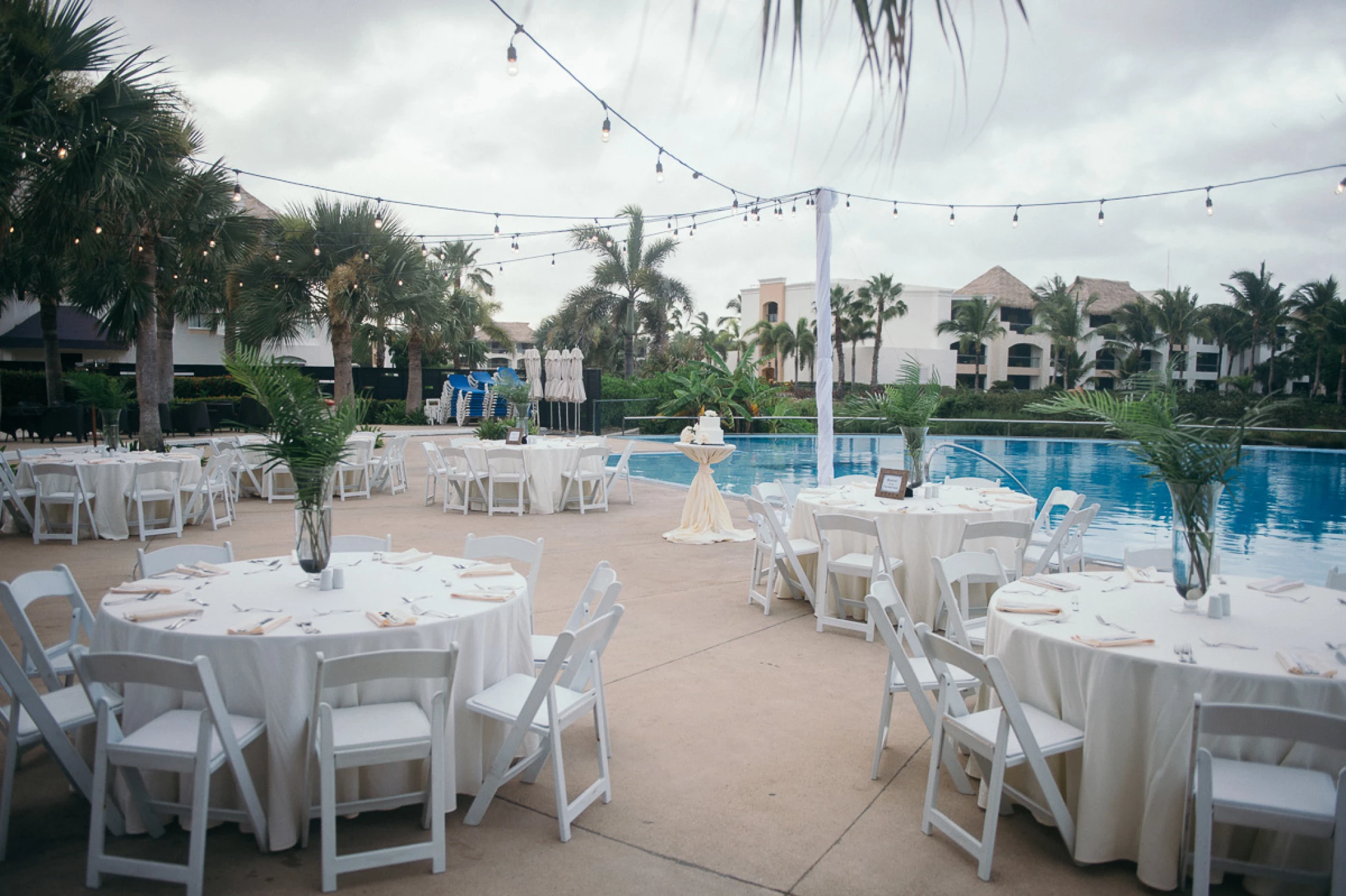 Wedding decor on the sax pool at Hard Rock Punta Cana