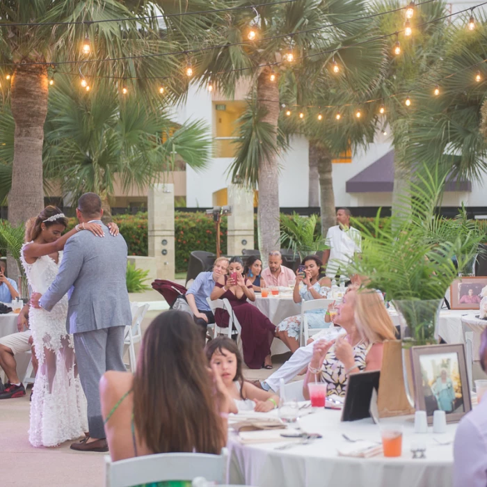 Wedding decor on the sax pool at Hard Rock Punta Cana