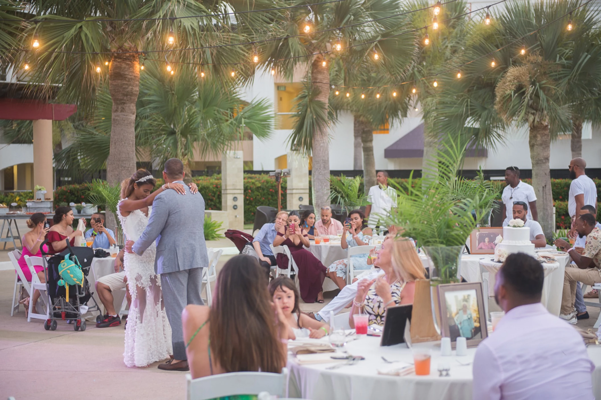 Wedding decor on the sax pool at Hard Rock Punta Cana