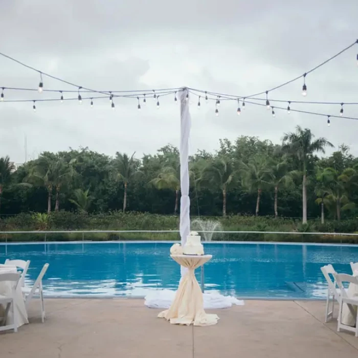 Wedding decor on the sax pool at Hard Rock Punta Cana