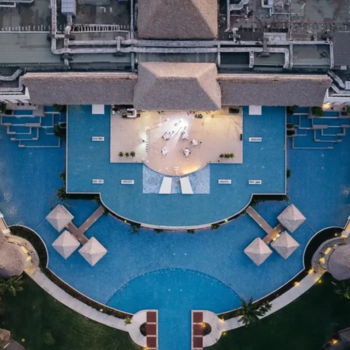 Wedding decor on the sax pool at Hard Rock Punta Cana