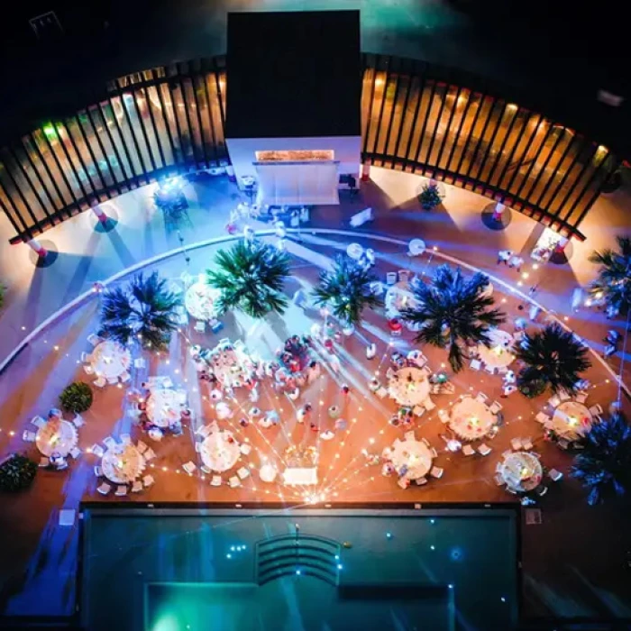 Wedding decor on the sax pool at Hard Rock Punta Cana