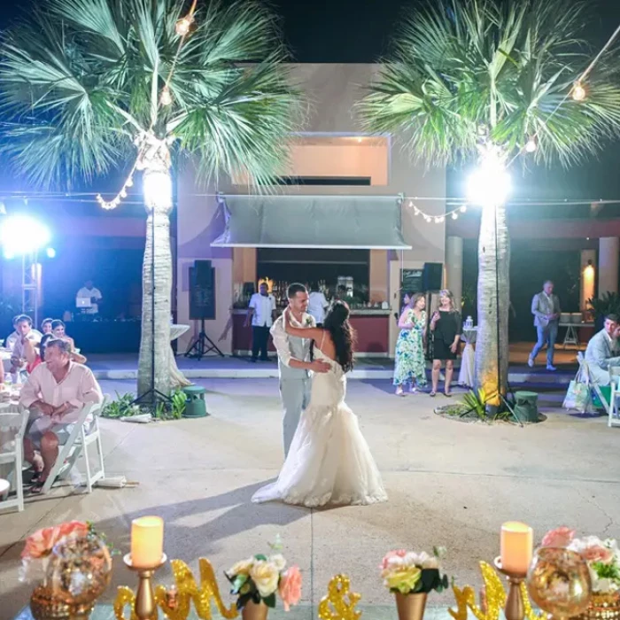 Wedding decor on the sax pool at Hard Rock Punta Cana