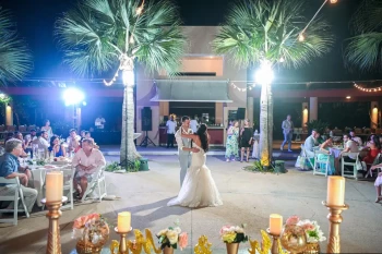 Wedding decor on the sax pool at Hard Rock Punta Cana