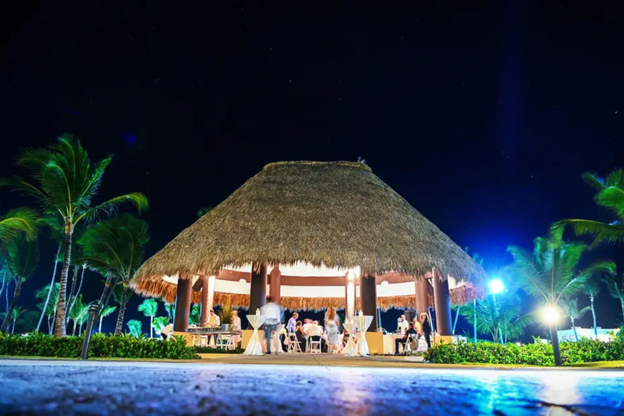 Wedding decor on the trumpet gazebo at Hard Rock Punta Cana