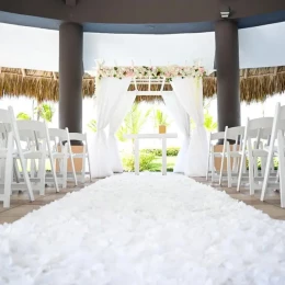 Wedding decor on the trumpet gazebo at Hard Rock Punta Cana