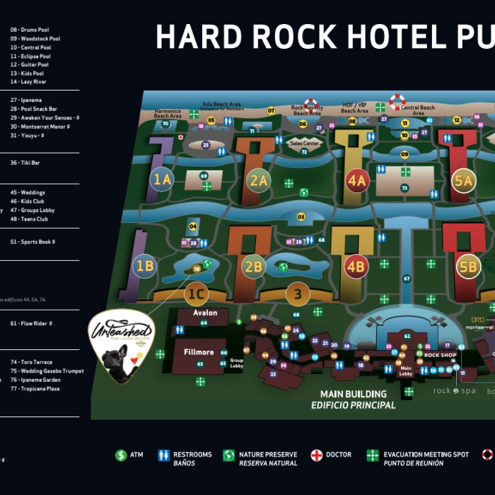 Resort map of Hard Rock Punta Cana