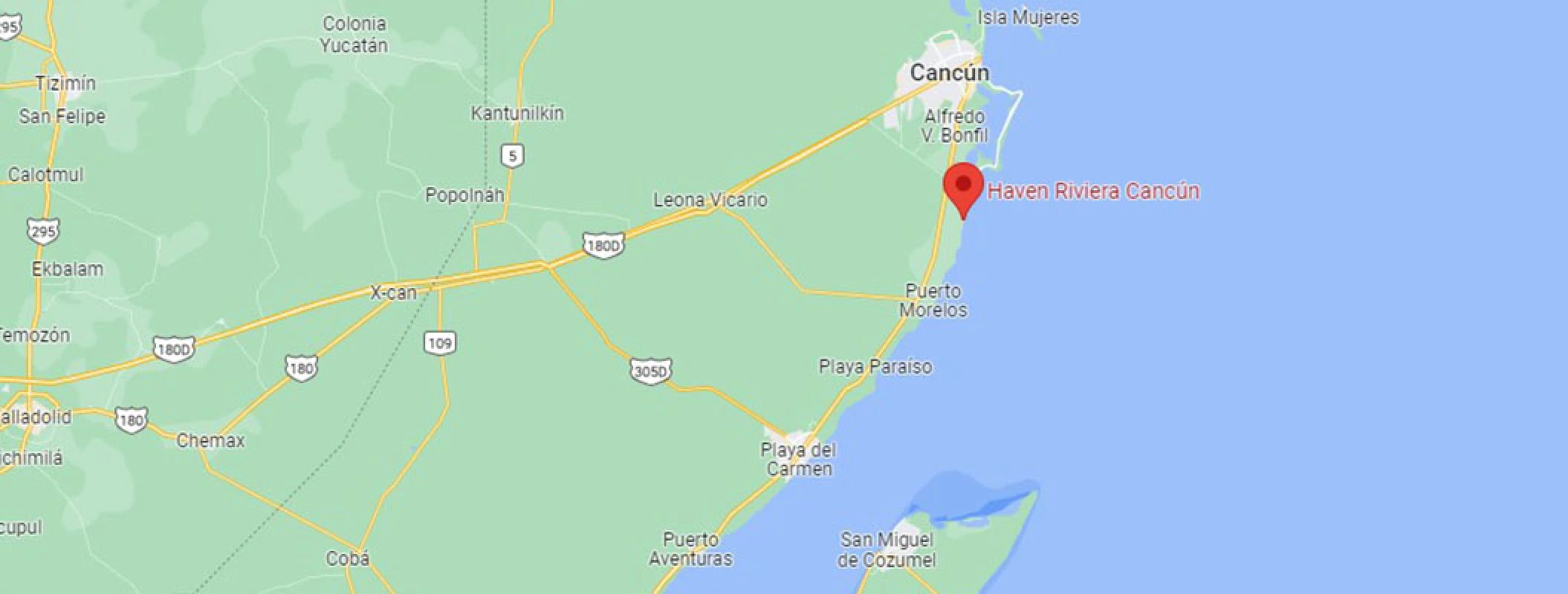 Google maps of Haven Riviera Cancun.