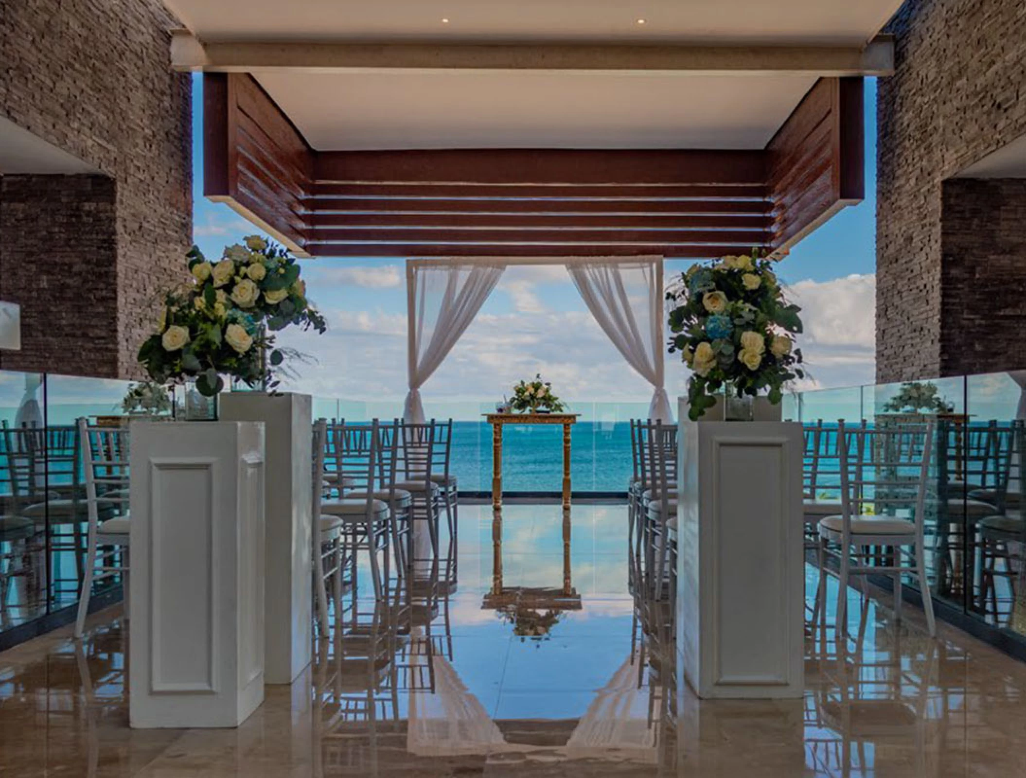 Ceremony setup in El Mirador Venue at Haven Riviera Cancun.
